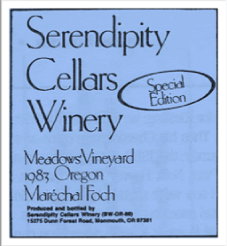 Serendipity Cellars Winery 1983 Oregon Marechal Foch